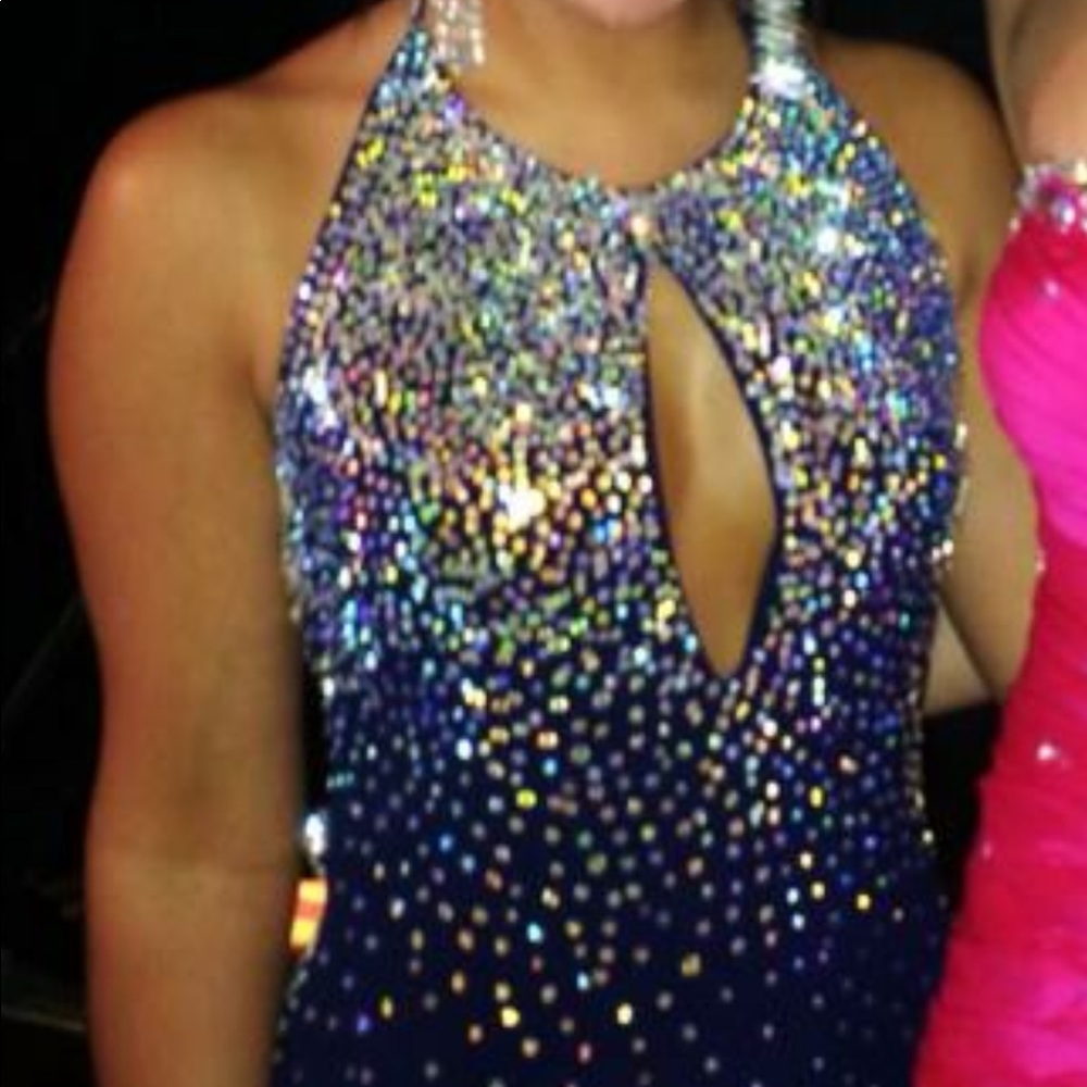 Stunning Jovani Navy Jersey Gown - Style 90640